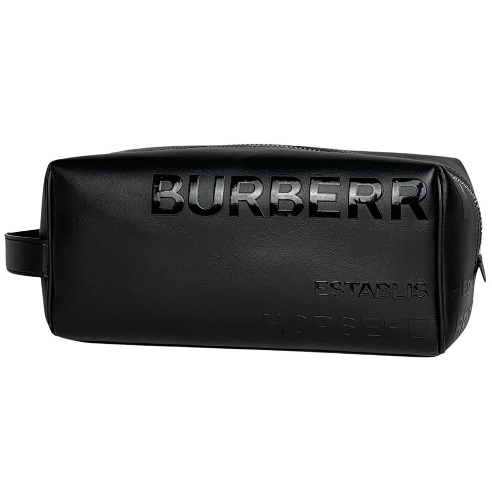 Burberry Horseferry Shoulder Bag Handbag Logo Leather Black